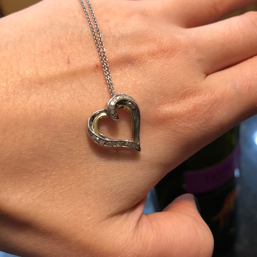 Sterling silver and 14k gold heart necklace